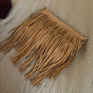 Fringe crossbody bag tan